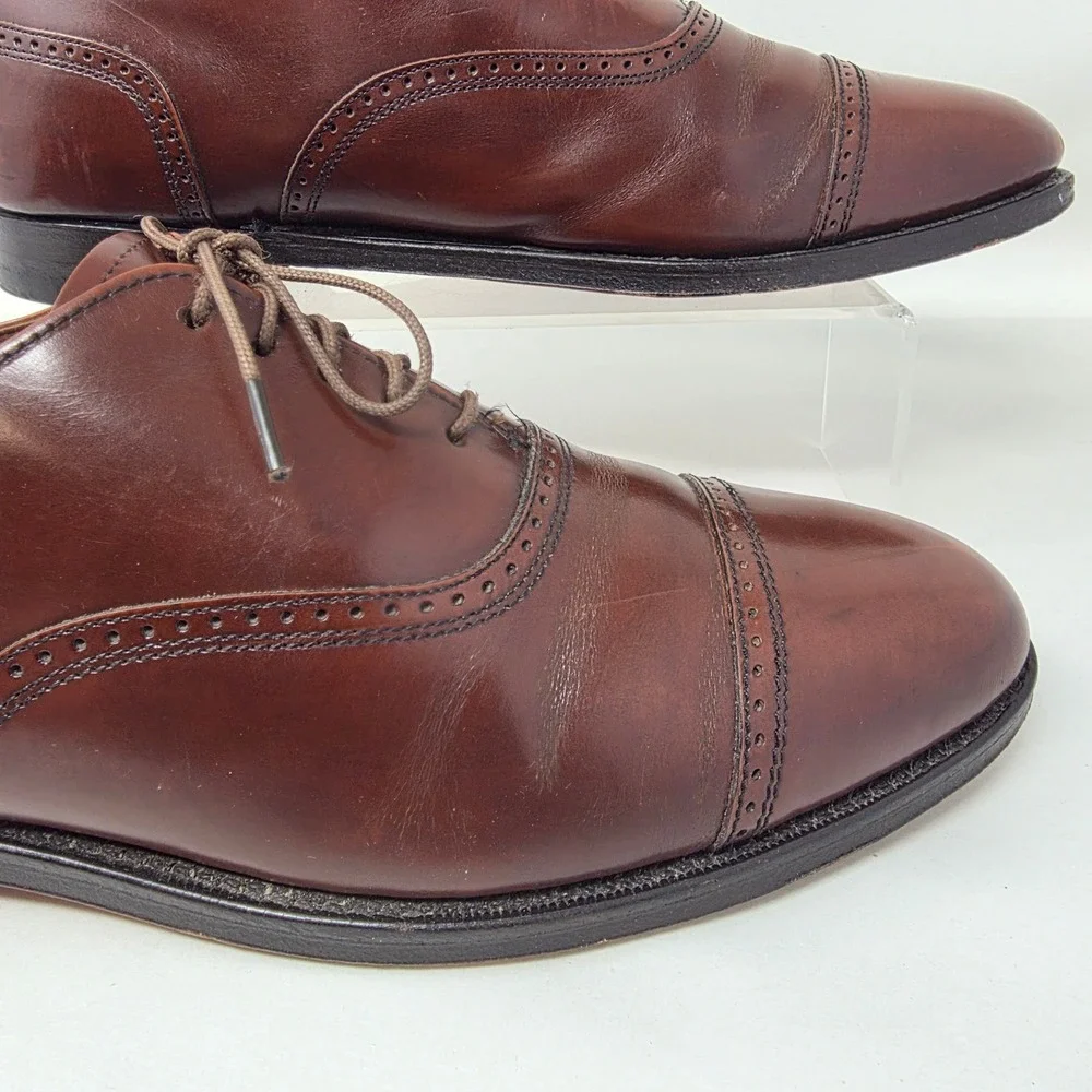 Nuflex Prime Oxford Shoes Mens 12 Cap Toe Brown Leather Brogue Made in USA